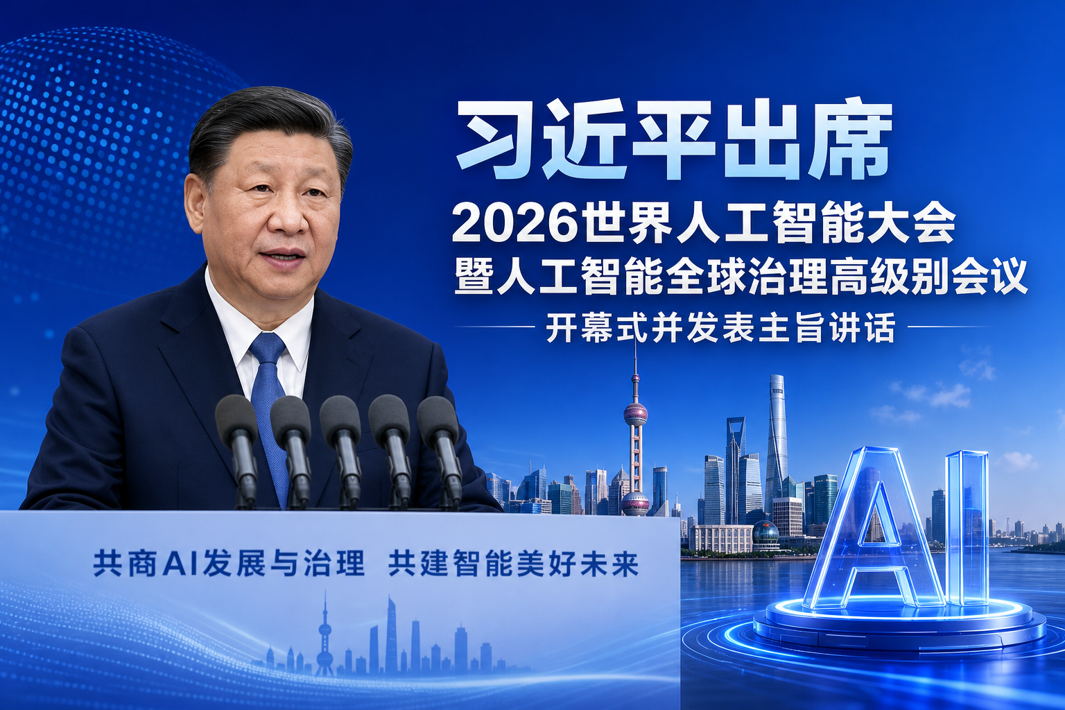 习近平出席2026世界人工智能大会暨人工智能全球治理高级别会议开幕式并发表主旨讲话