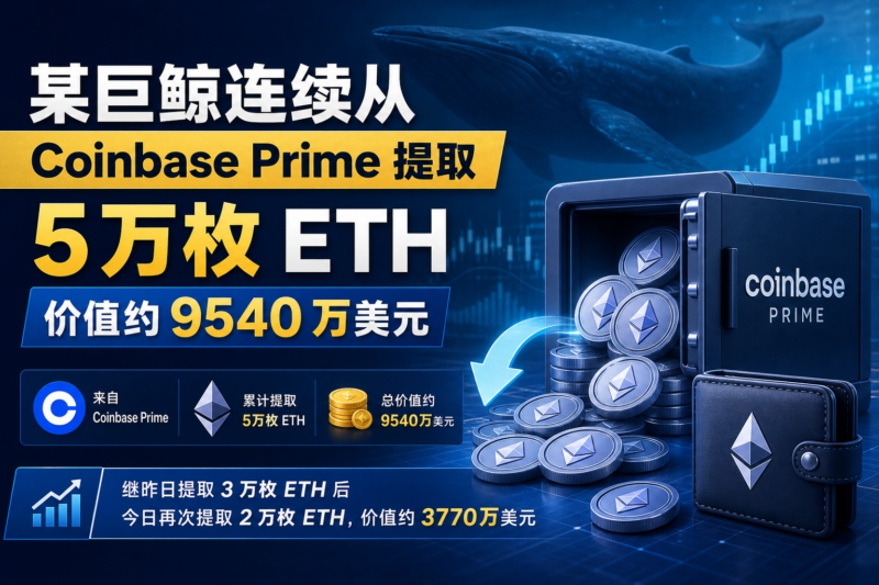 某巨鲸连续从 Coinbase Prime 提取 5 万枚 ETH,价值约 9540 万美元-指挥使社区 - 真实线索、热点议题与深度观察