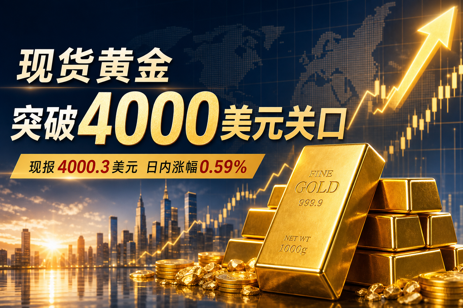 现货黄金突破4000美元关口