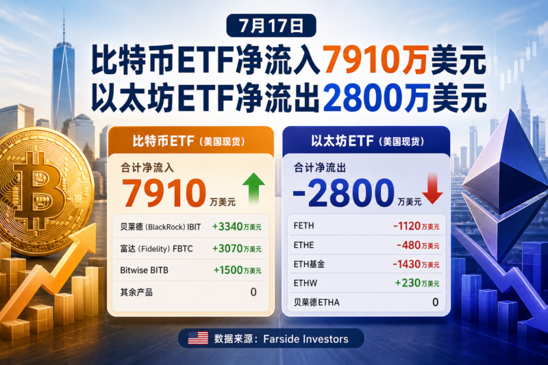 昨日比特币ETF净流入7910万美元,以太坊ETF净流出2800万美元-指挥使社区 - 真实线索、热点议题与深度观察