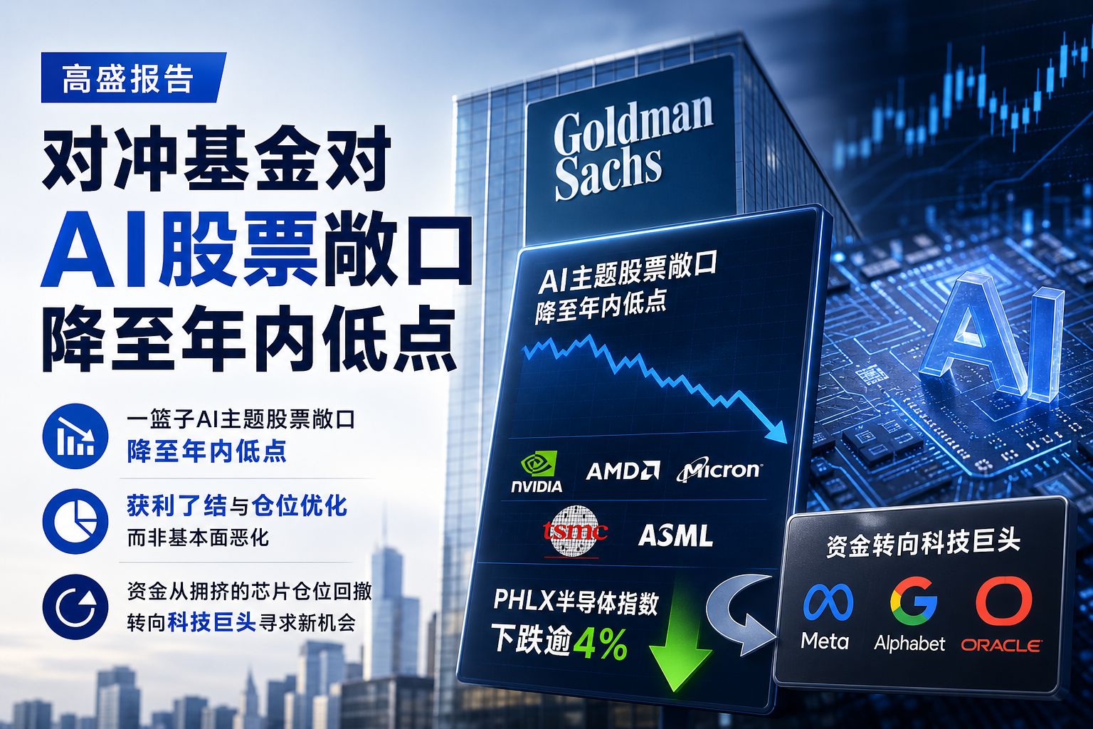 高盛:对冲基金对AI股票敞口降至年内低点