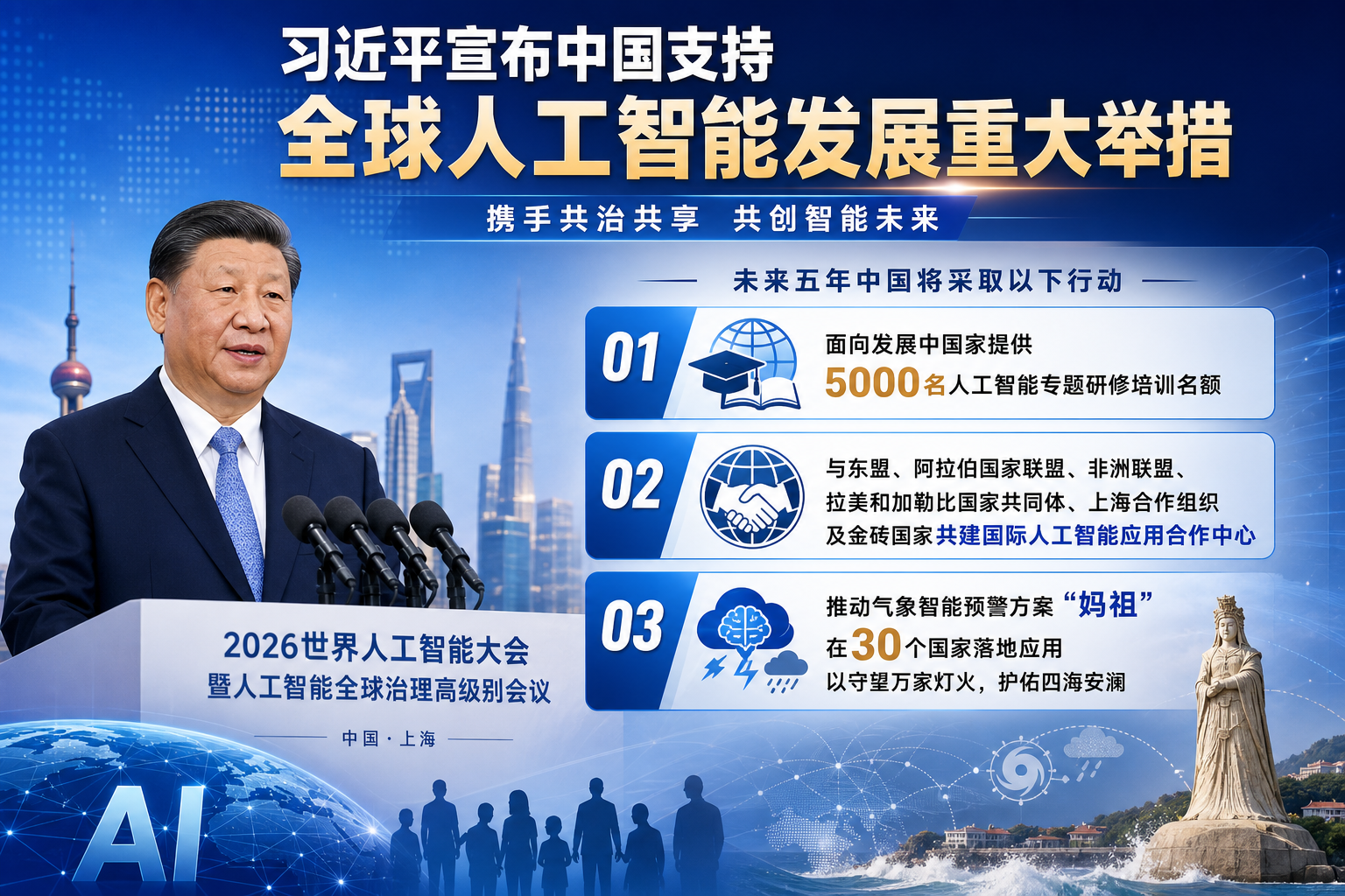 习近平宣布中国支持全球人工智能发展重大举措