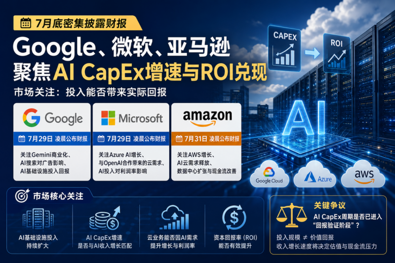 Google、微软、亚马逊7月底密集披露财报 市场聚焦AI CapEx增速与ROI兑现-指挥使社区 - 真实线索、热点议题与深度观察