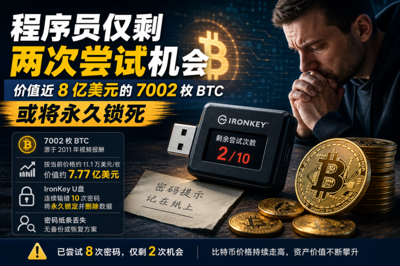 程序员仅剩两次尝试机会,价值近8亿美元的7002枚BTC或将永久锁死-指挥使社区 - 真实线索、热点议题与深度观察