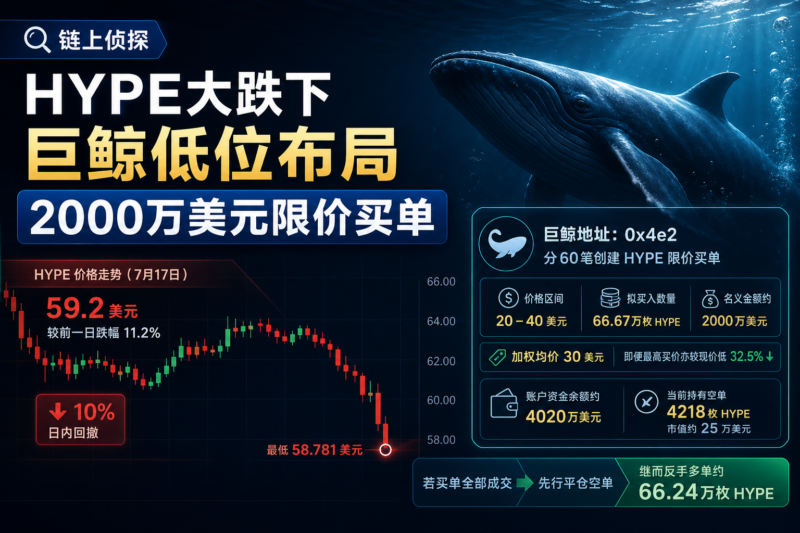 链上侦探｜HYPE大跌下巨鲸低位布局2000万美元限价买单-指挥使社区 - 真实线索、热点议题与深度观察