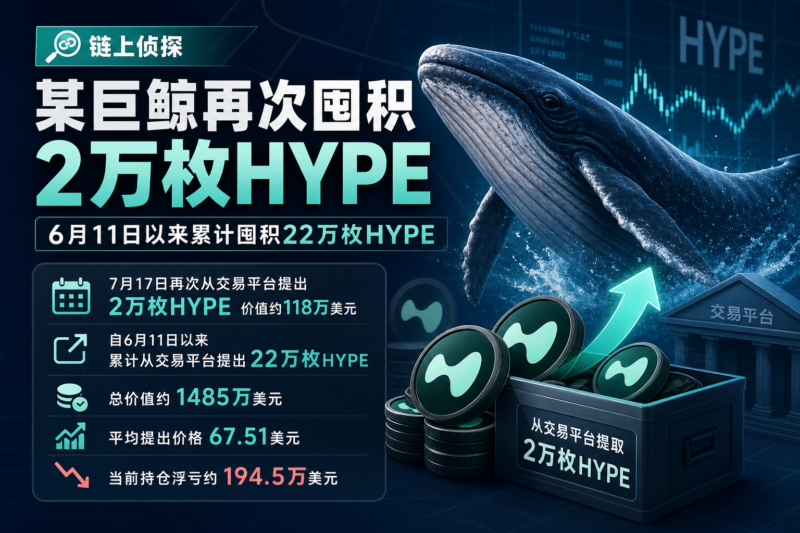 链上侦探 | 某巨鲸再次囤积2万枚HYPE,6月11日以来累计囤积22万枚HYPE-指挥使社区 - 真实线索、热点议题与深度观察