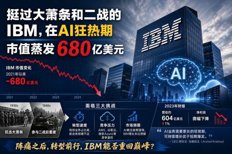 挺过大萧条和二战的IBM,在AI狂热期市值蒸发680亿美元-指挥使社区 - 真实线索、热点议题与深度观察
