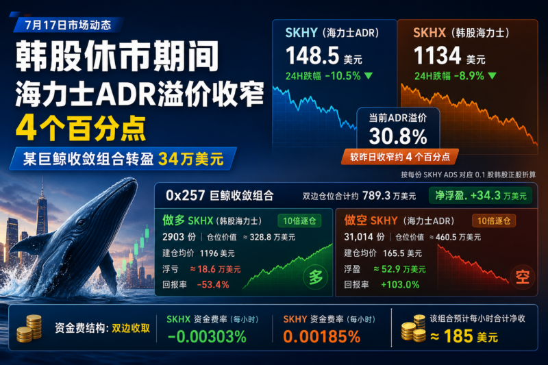 韩股休市期间海力士ADR溢价收窄4个百分点,某巨鲸收敛组合转盈34万美元-指挥使社区 - 真实线索、热点议题与深度观察
