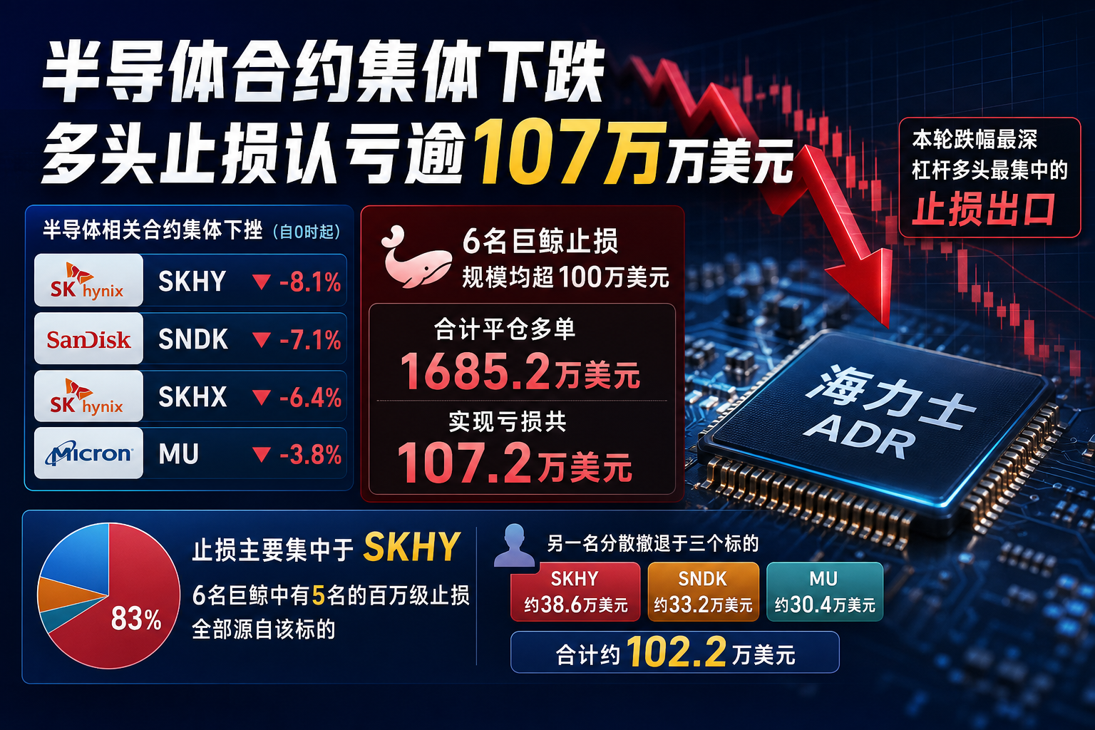 半导体合约集体下跌，多头止损认亏逾107万美元