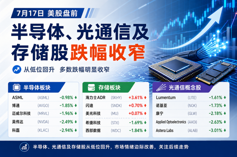 美股盘前半导体、光通信及存储股跌幅收窄-指挥使社区 - 真实线索、热点议题与深度观察