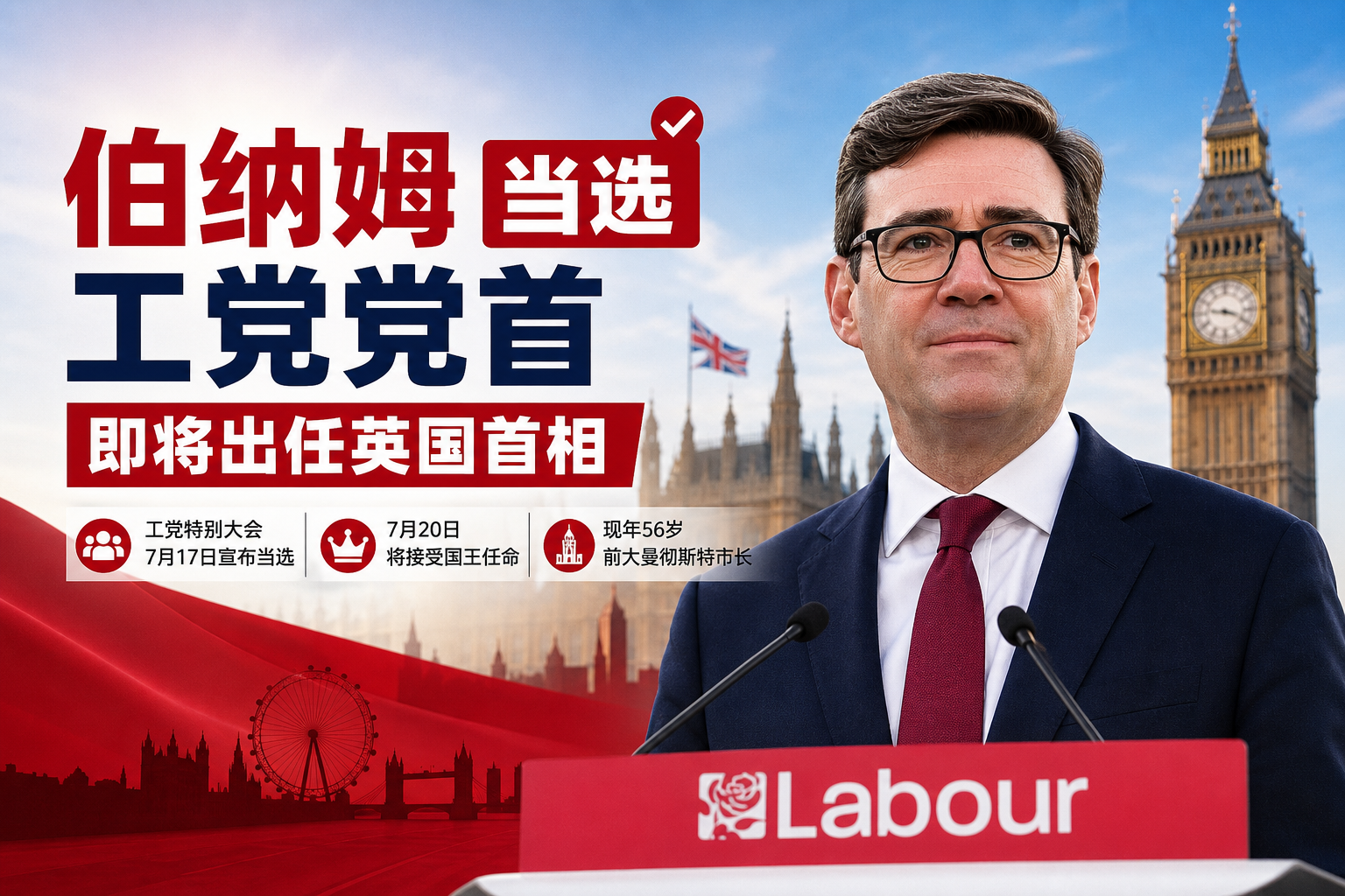 伯纳姆当选工党党首 即将出任英国首相