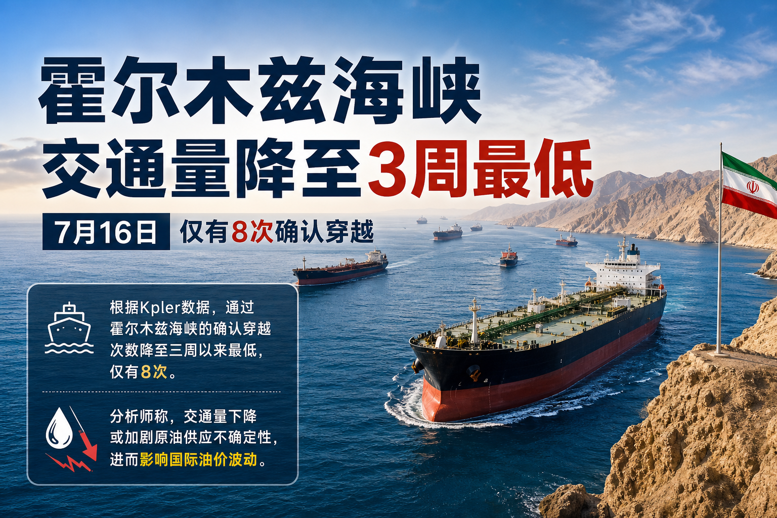 霍尔木兹海峡交通量降至3周最低
