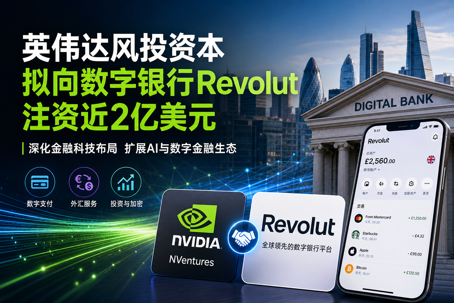 英伟达风投资本拟向数字银行Revolut注资近2亿美元