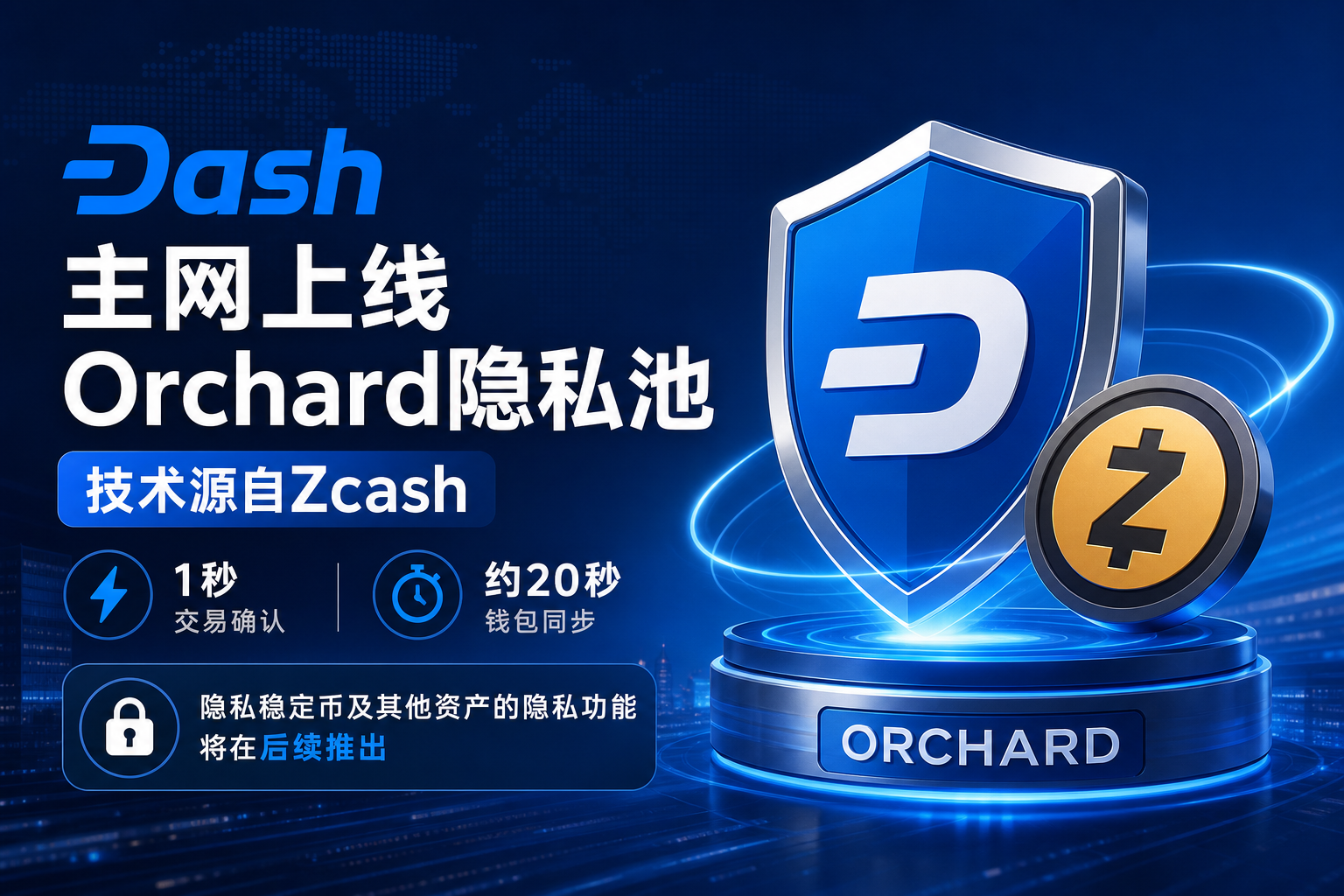 Dash主网上线Orchard隐私池 技术源自Zcash