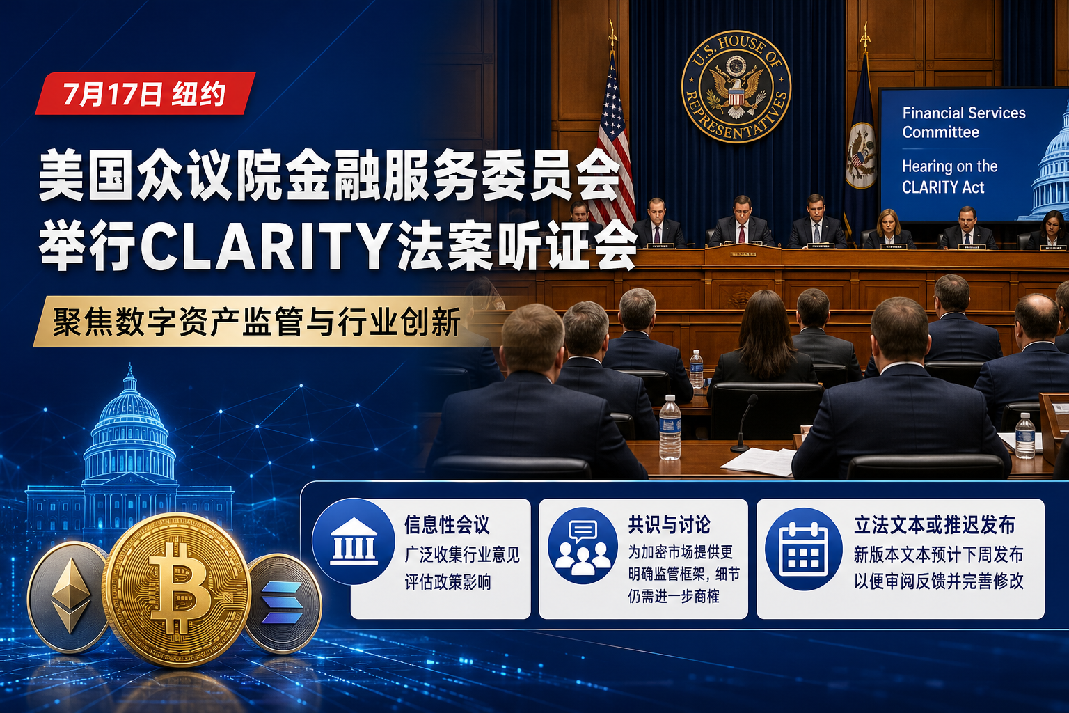 美国众议院金融服务委员会举行CLARITY法案听证会