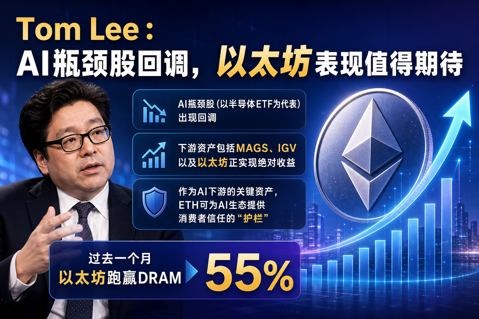 Tom Lee:AI瓶颈股回调,以太坊表现值得期待