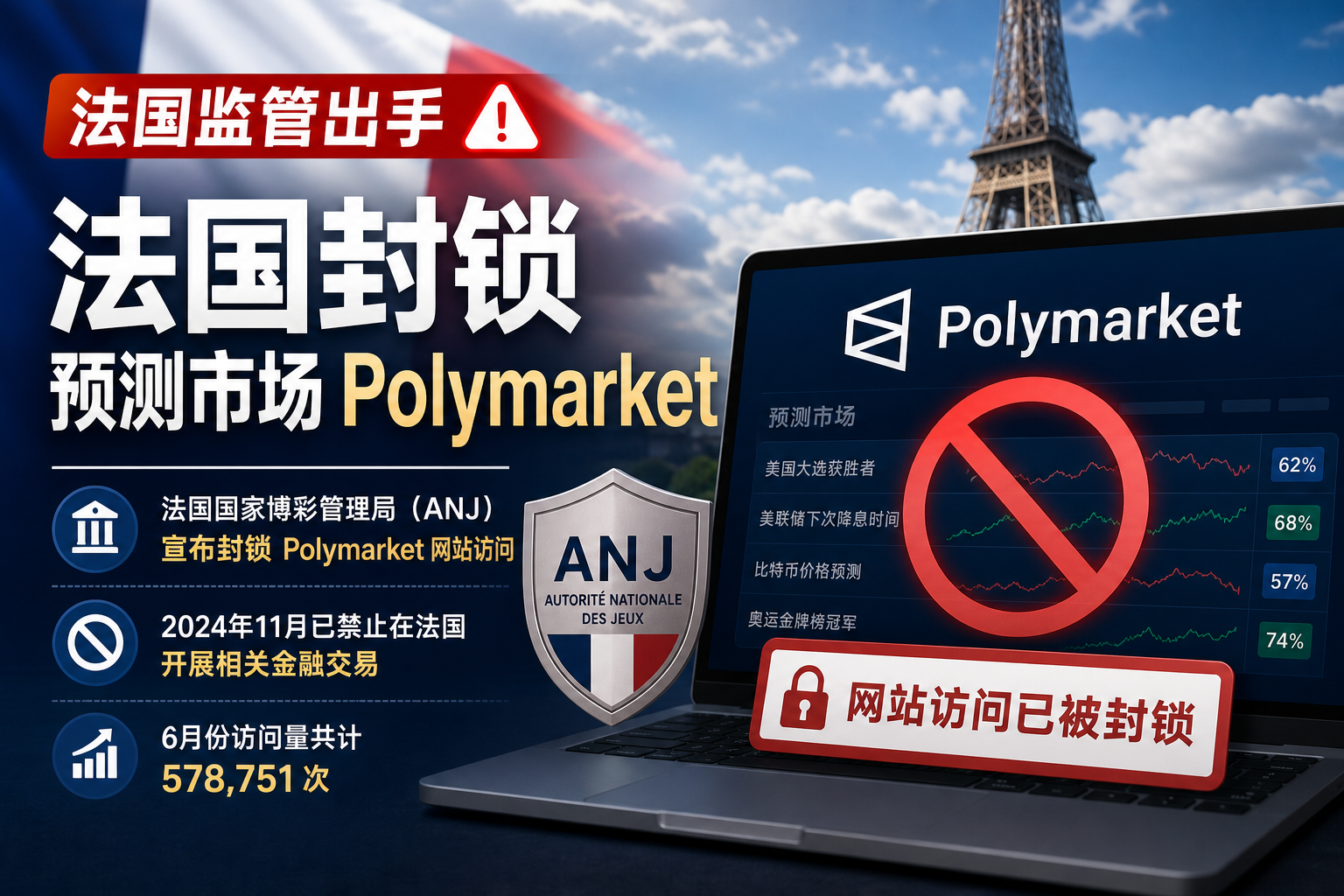 法国封锁预测市场 Polymarket