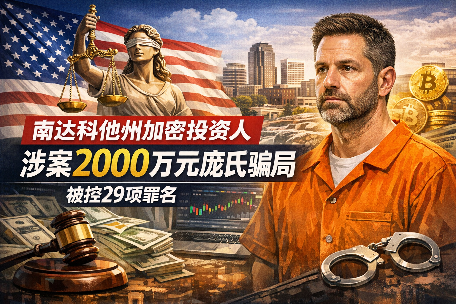 美国南达科他州加密投资人涉嫌实施2000万美元庞氏骗局,被控29项罪名