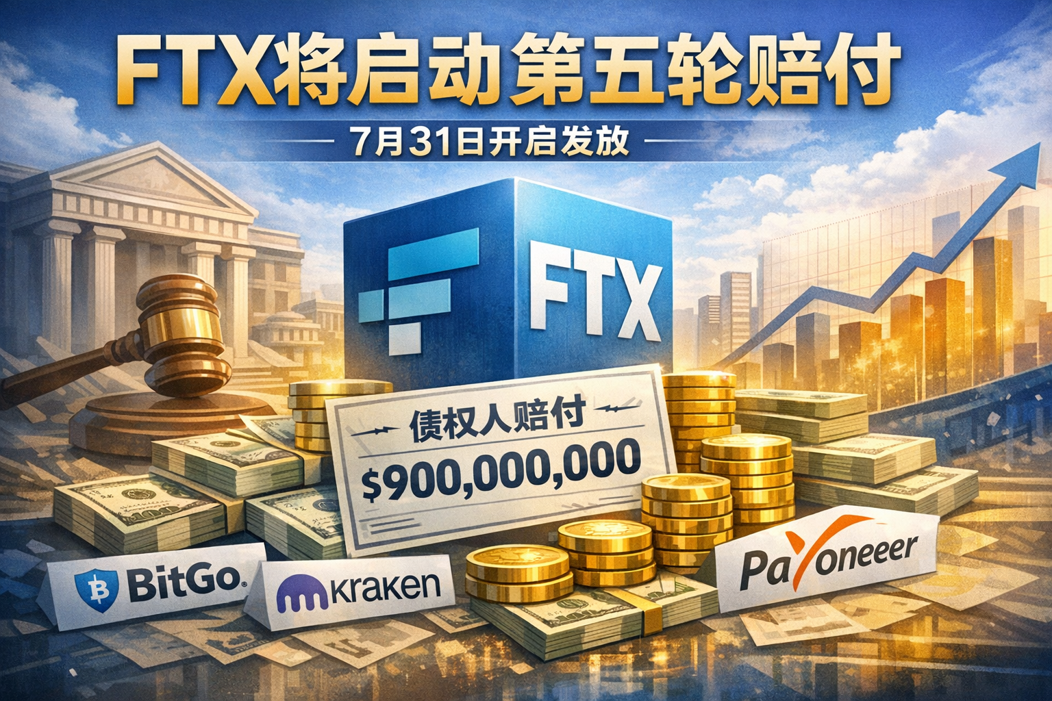 FTX将于7月31日启动第五轮债权人赔付
