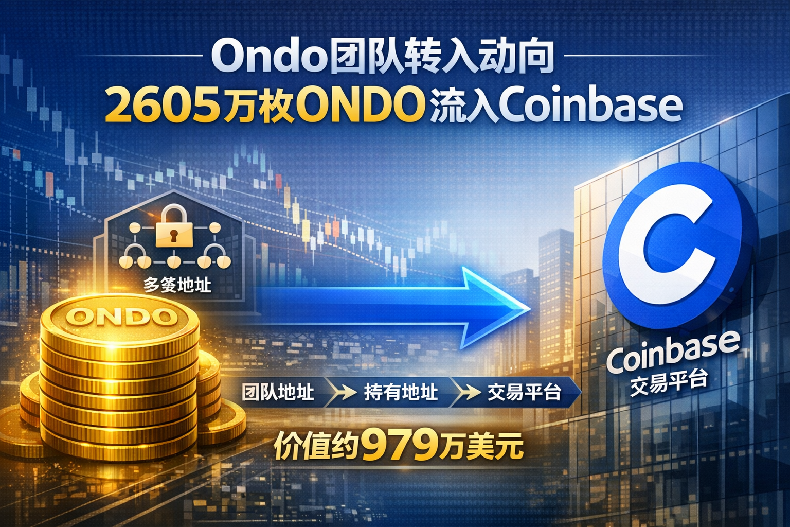 Ondo团队转入动向：2605万枚ONDO流入Coinbase