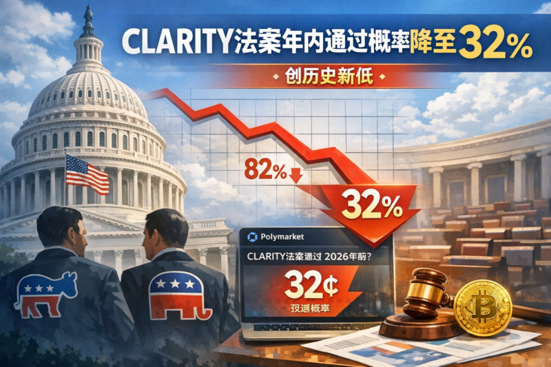 Polymarket上CLARITY法案年内通过概率降至32%,创历史新低-指挥使社区 - 真实线索、热点议题与深度观察