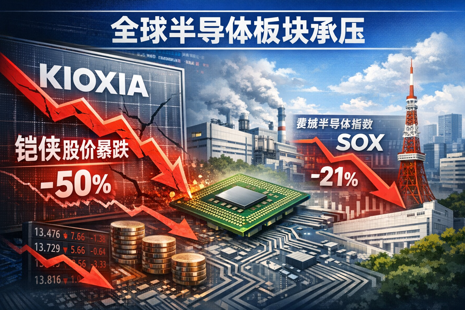 日本“股王”铠侠一个月股价腰斩 全球半导体板块持续承压