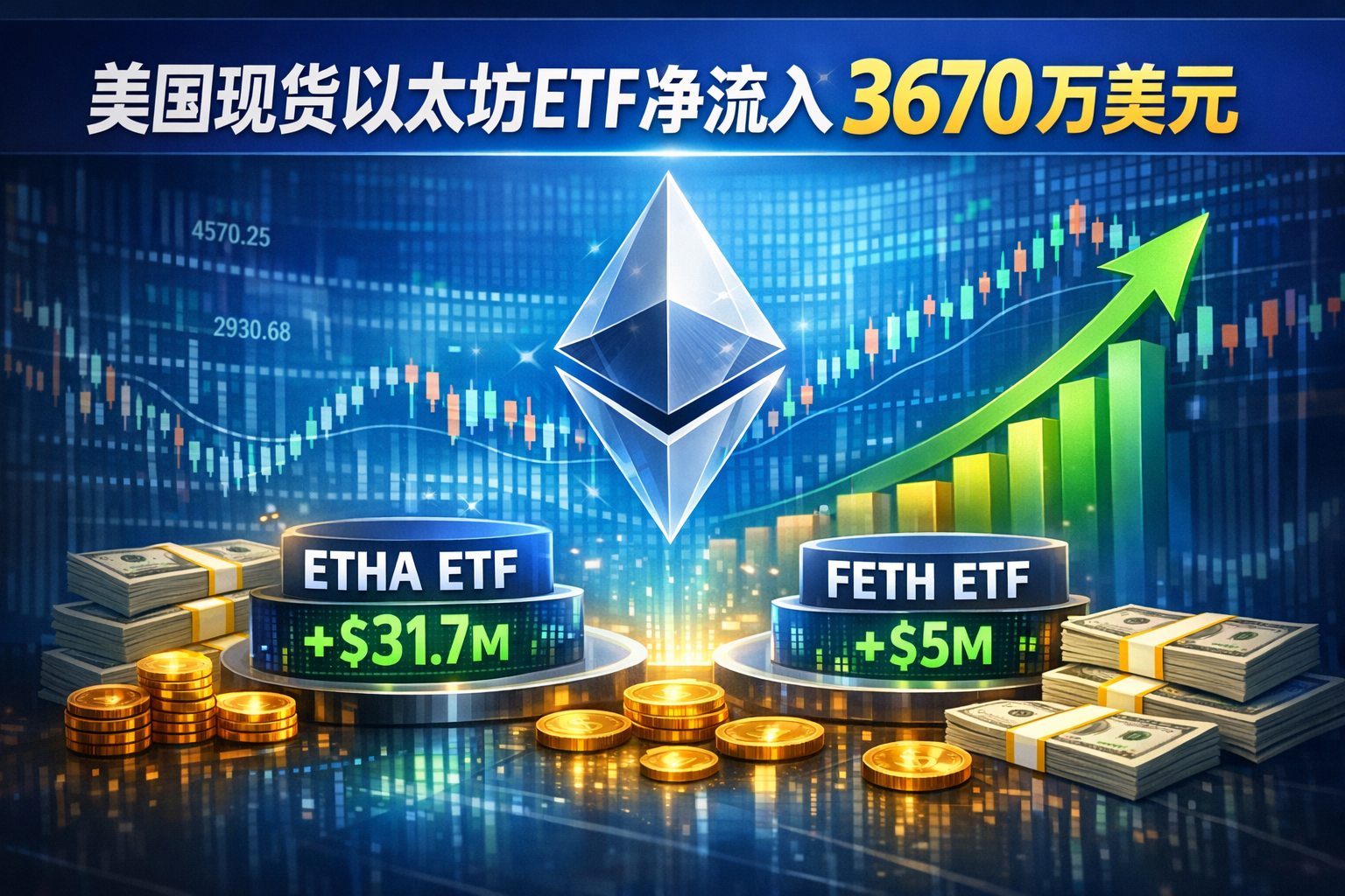 昨日美国现货以太坊ETF净流入3670万美元