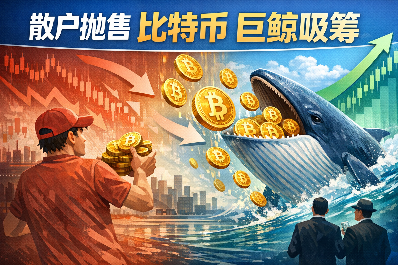 CryptoQuant:散户持续抛售比特币,巨鲸正在吸收卖压