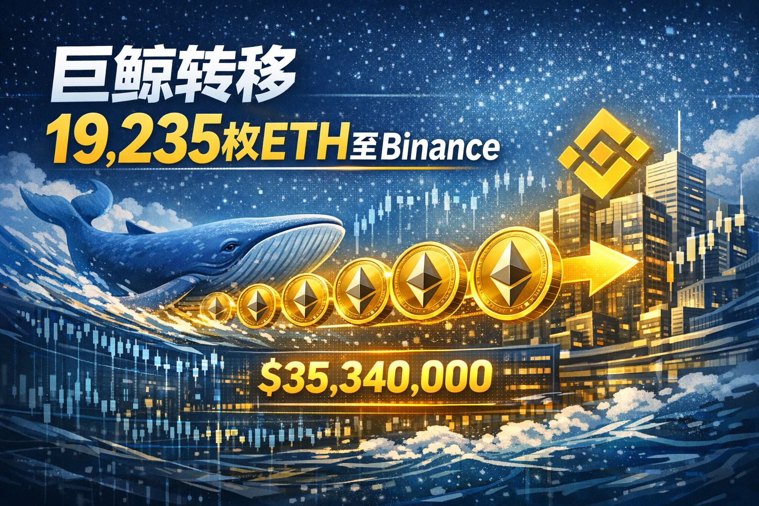 链上侦探 | 某巨鲸将19,235枚ETH转入Binance,约3534万美元