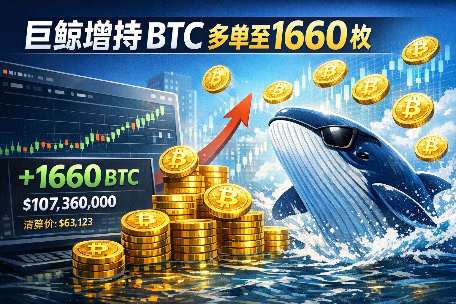 链上侦探:巨鲸增持 BTC 多单至 1660 枚