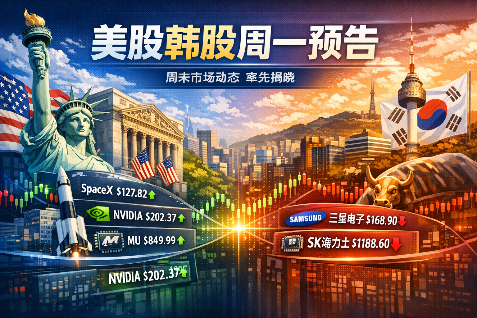 美股韩股周一价格预告