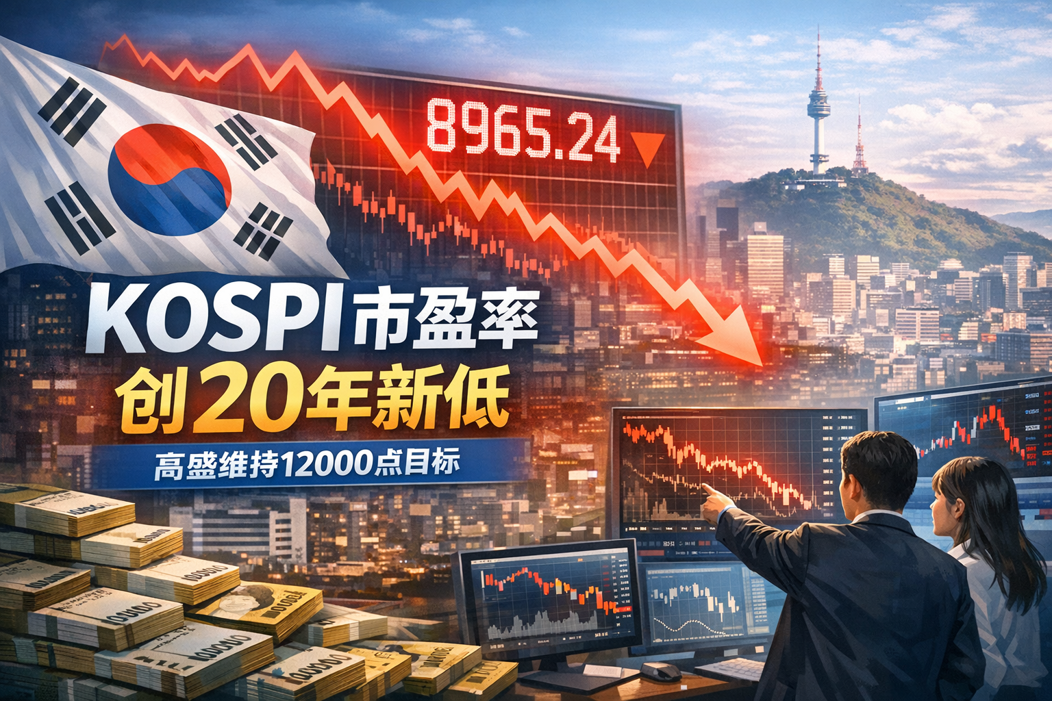 华尔街看韩股:KOSPI市盈率创20年新低,高盛维持12000点目标价建议逢低布局
