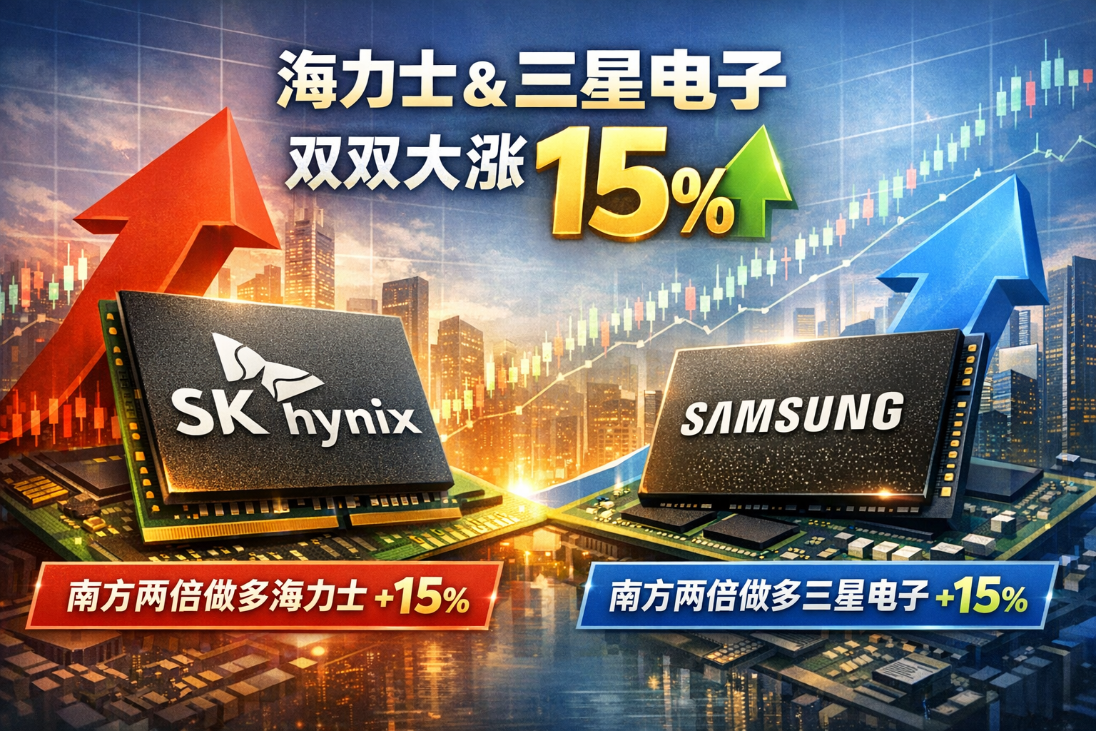 南方两倍做多海力士及三星电子双双大涨15%