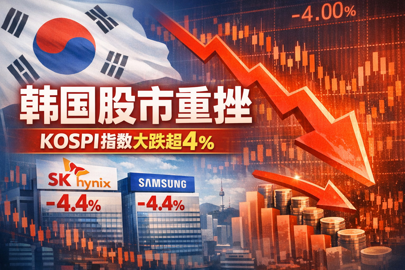 韩国KOSPI指数再度跌超4%