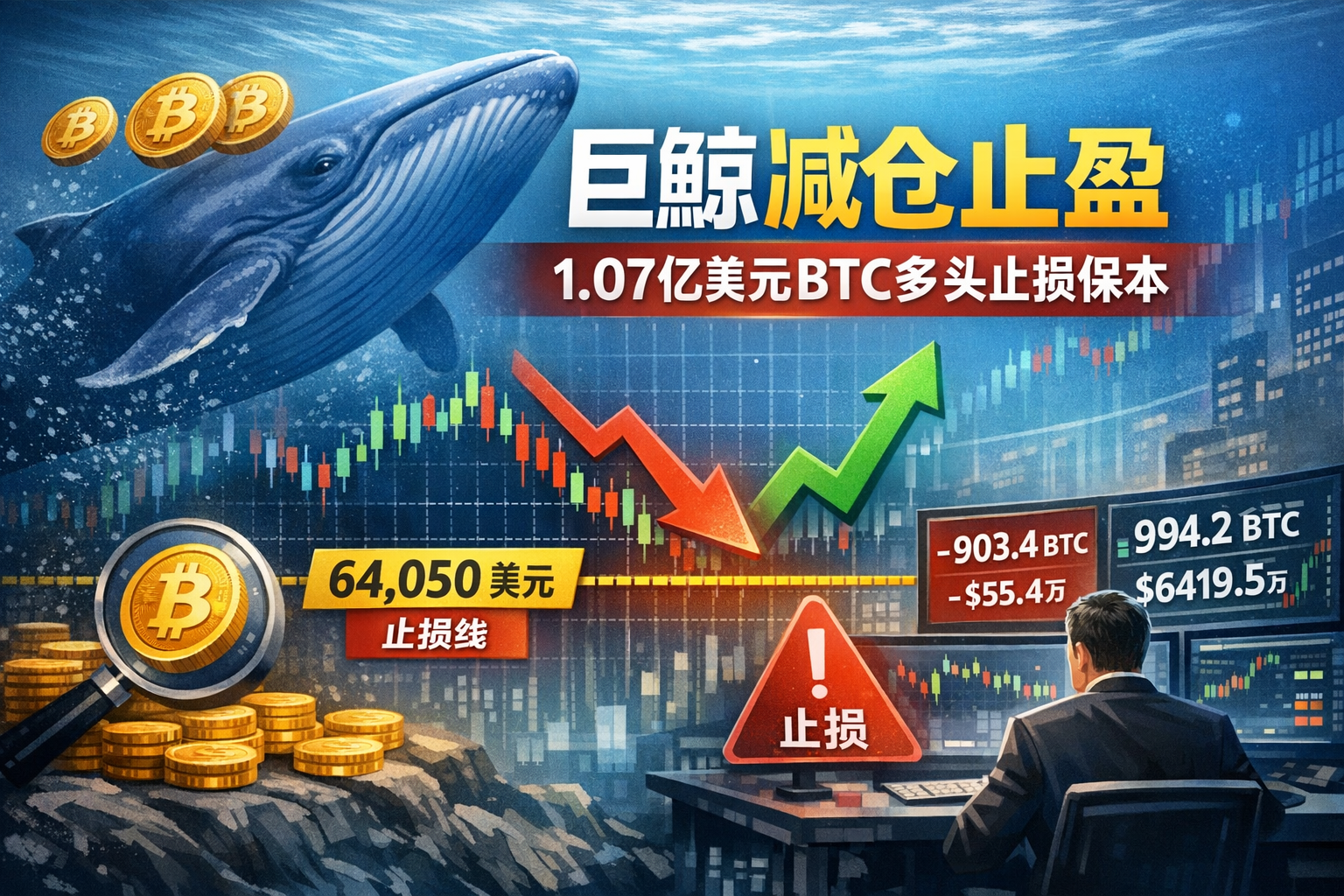 链上侦探|巨鲸追踪:1.07亿美元BTC多头减仓40%,剩余仓位挂保本止损