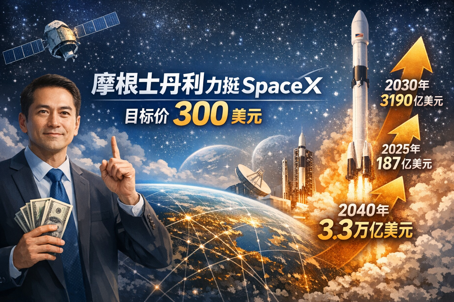 摩根士丹利力挺SpaceX:目标价300美元,预计营收五年增长17倍