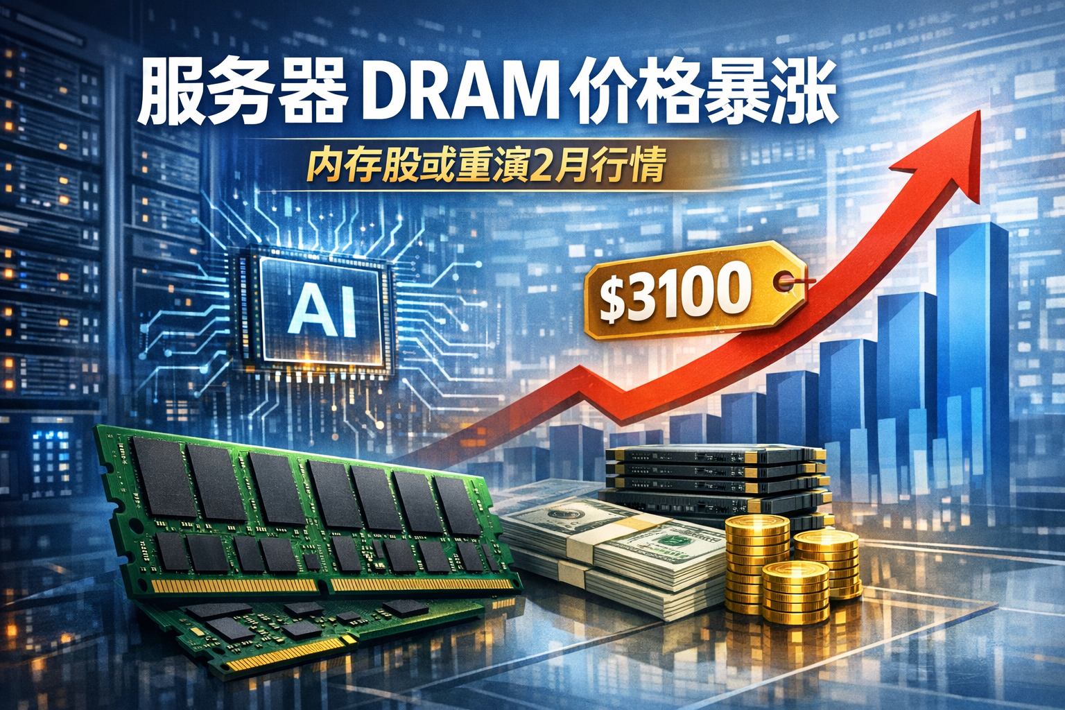 服务器 DRAM 现货价格飙升,内存股或重演2月行情