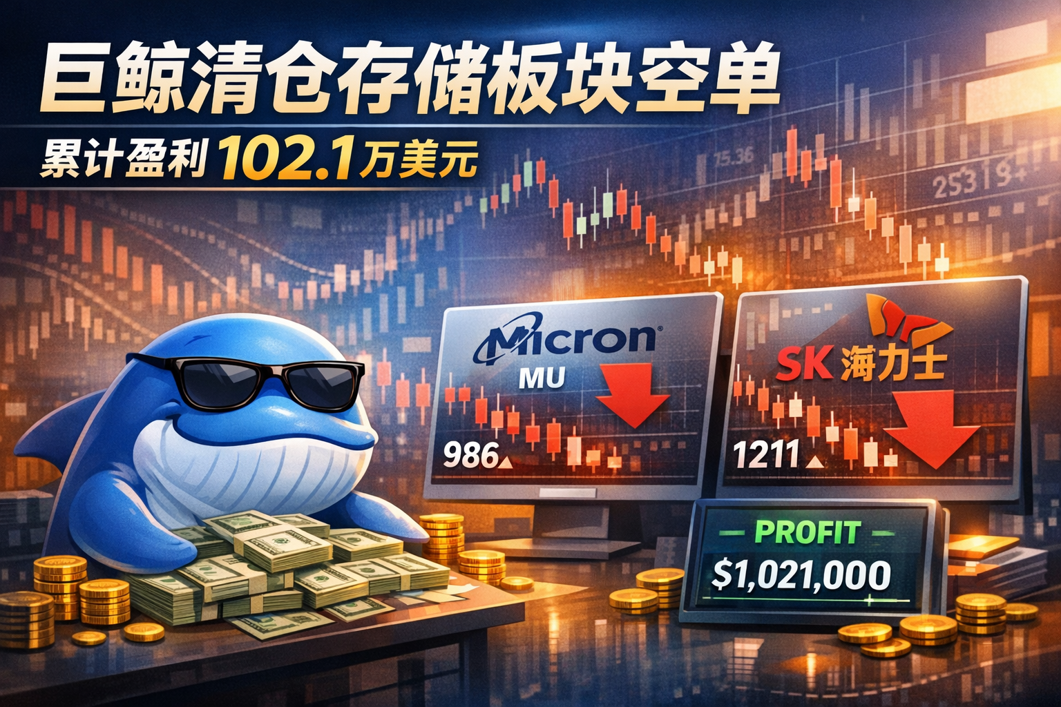 世界杯收官后,“猜球”巨鲸清仓存储板块空单,累计盈利102.1万美元