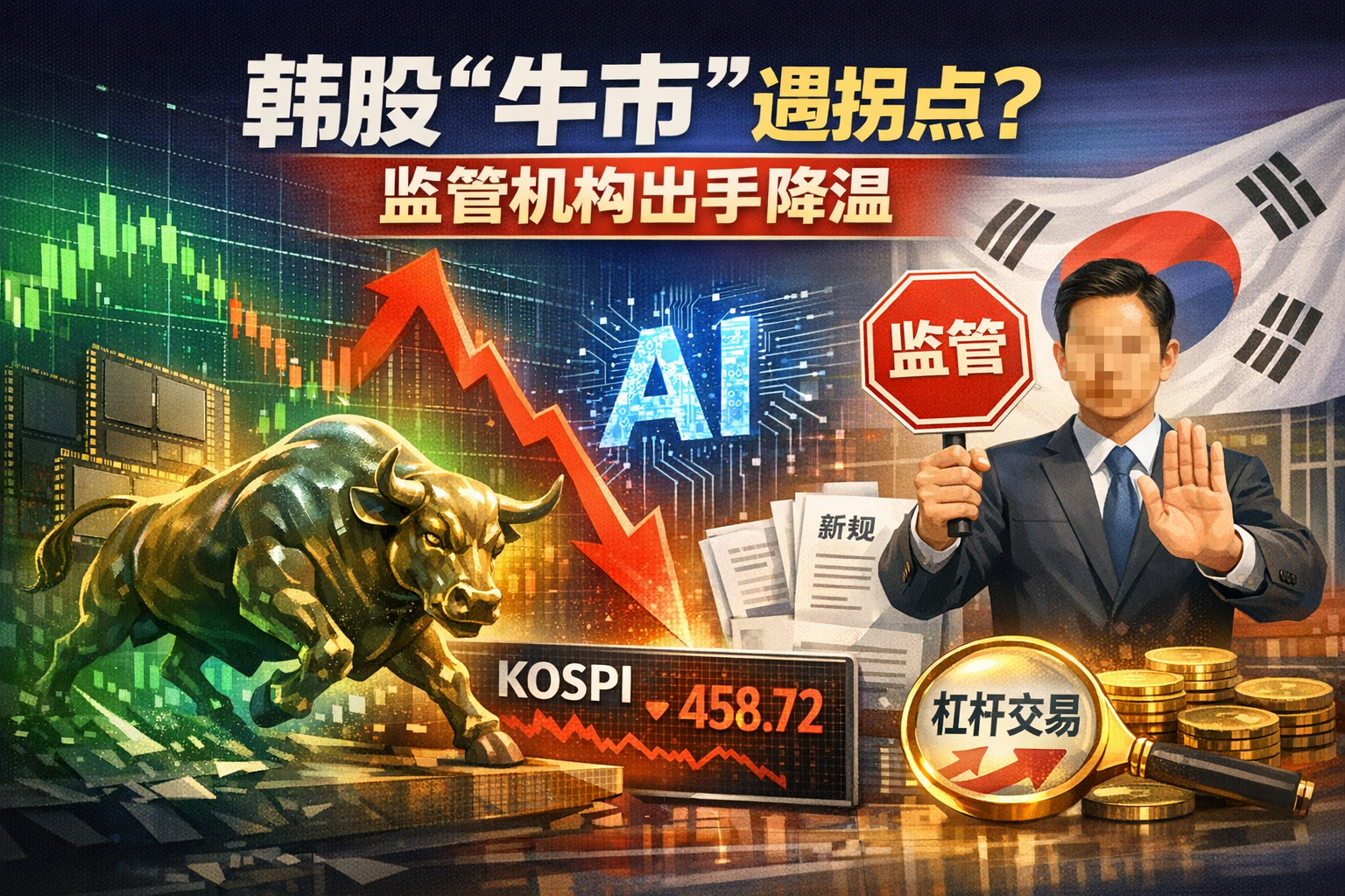 韩国“牛市”遭遇拐点？AI杠杆交易推动股市脱离基本面，监管机构出手降温