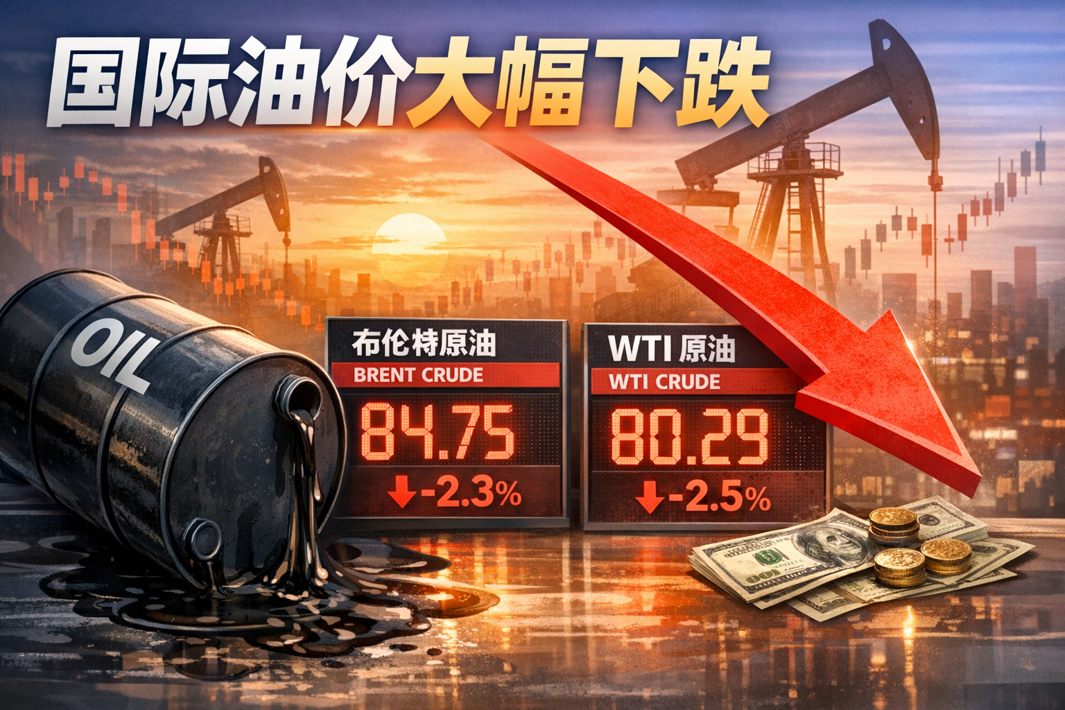 美、布两油持续下挫 日内均跌超2%