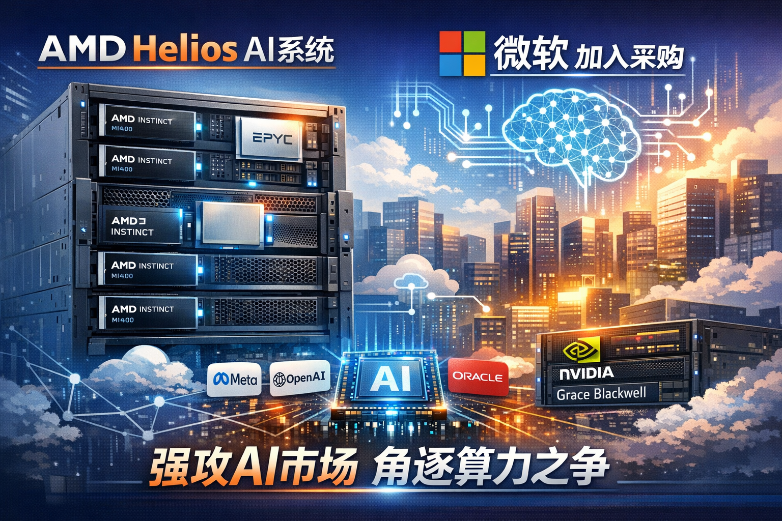 AMD发布首款机架级AI系统Helios,微软加入采购阵营