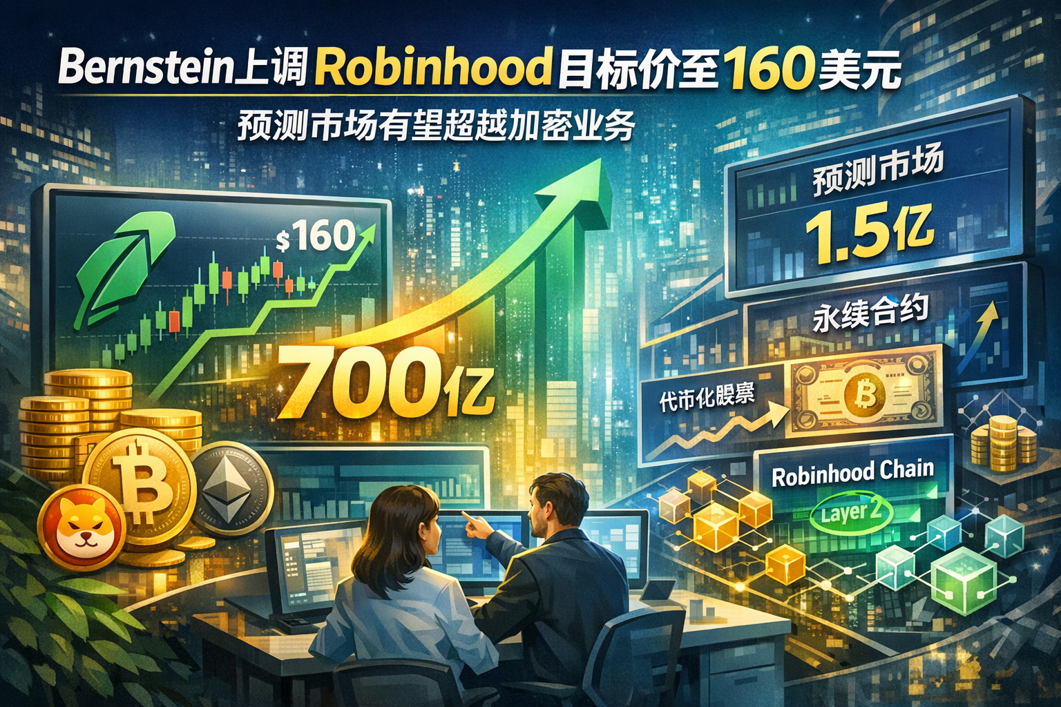 Bernstein上调Robinhood目标价至160美元:预测市场收入将超越加密业务
