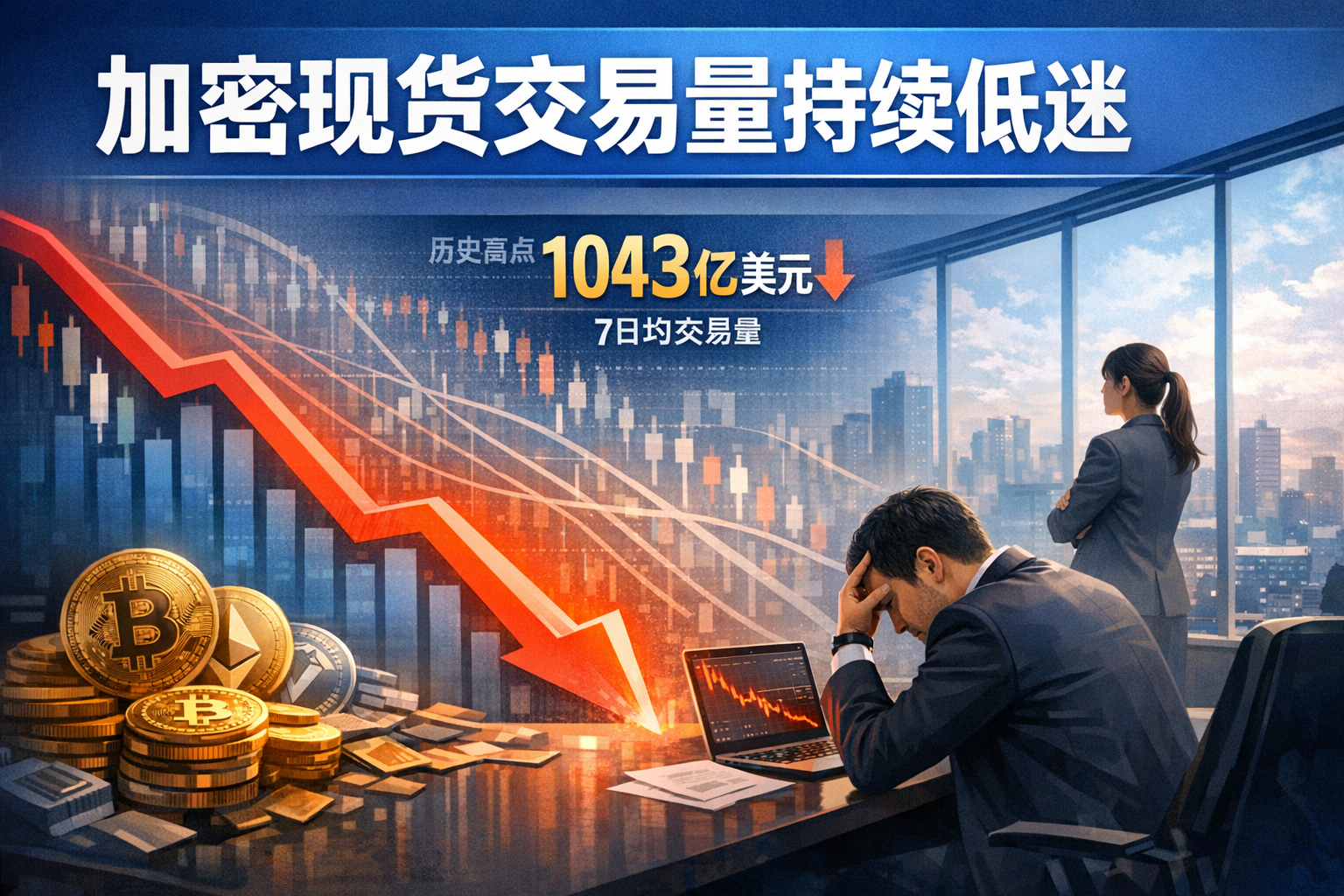 加密现货交易量持续低迷