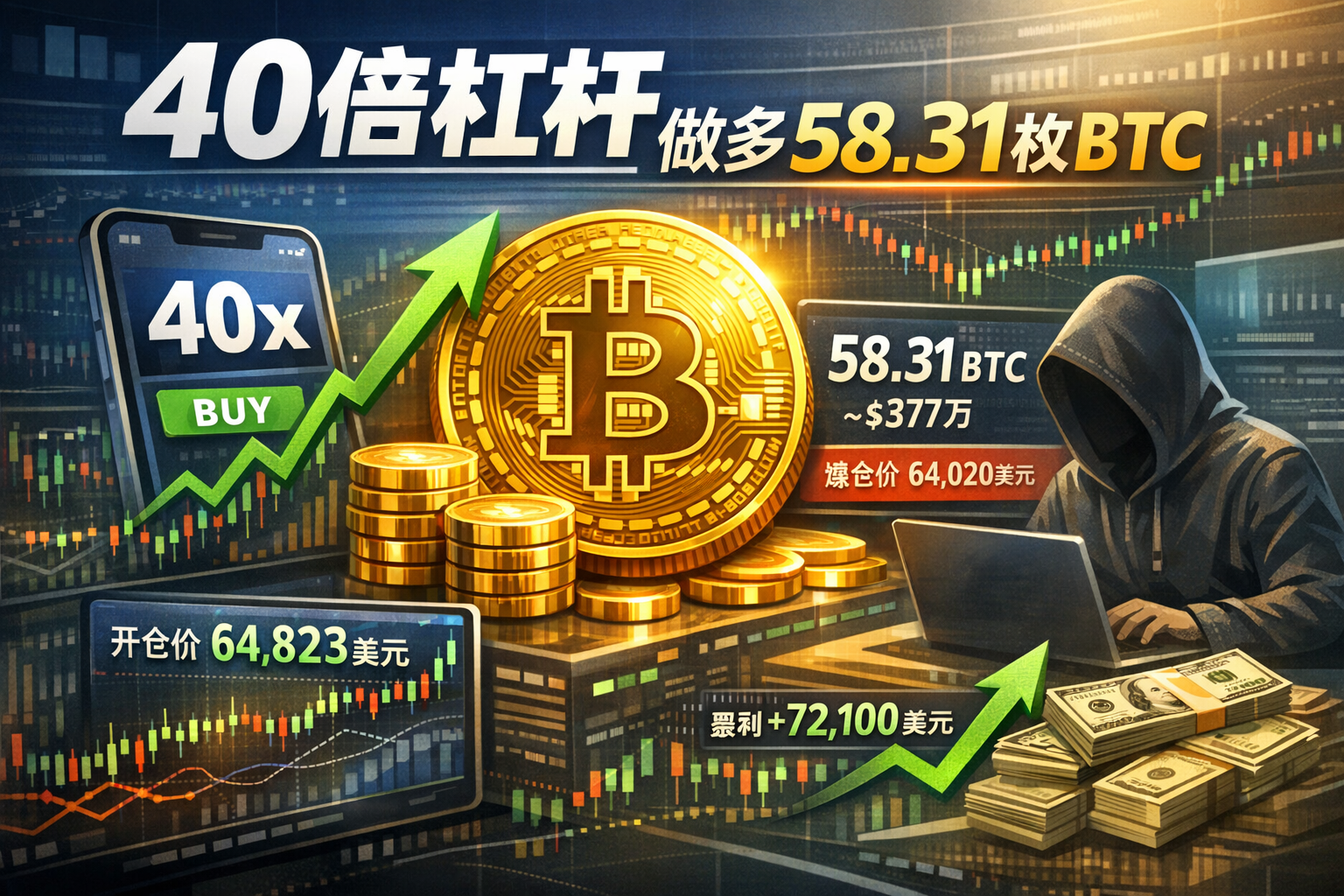 链上侦探:某新地址40倍杠杆做多58.31枚BTC