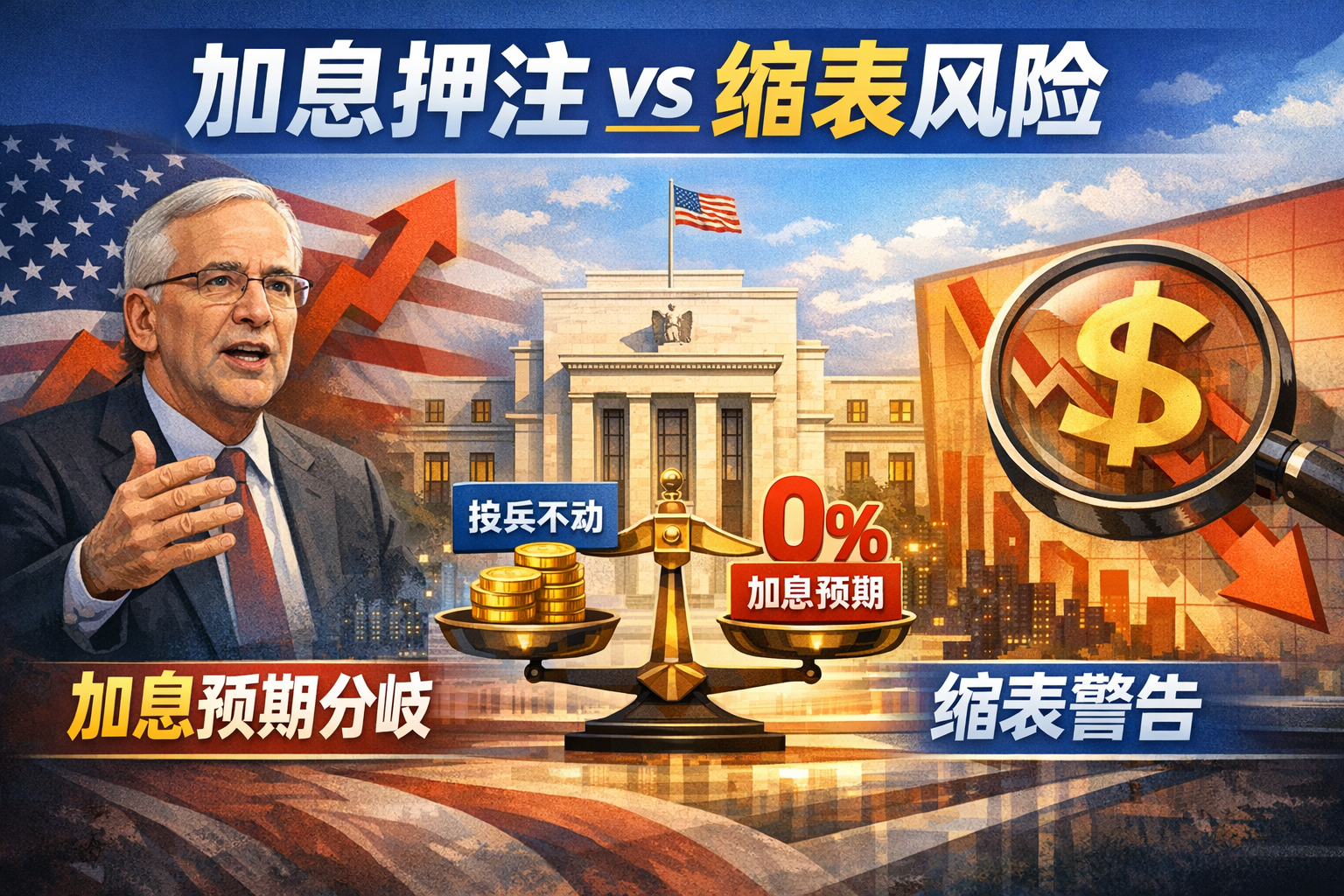 美联储加息预期分歧加剧:大摩押注全年不加息,德银警告缩表或打压美元