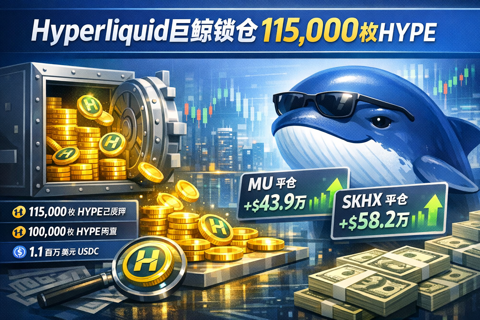 🔍 链上侦探|Hyperliquid巨鲸锁仓115,000枚HYPE