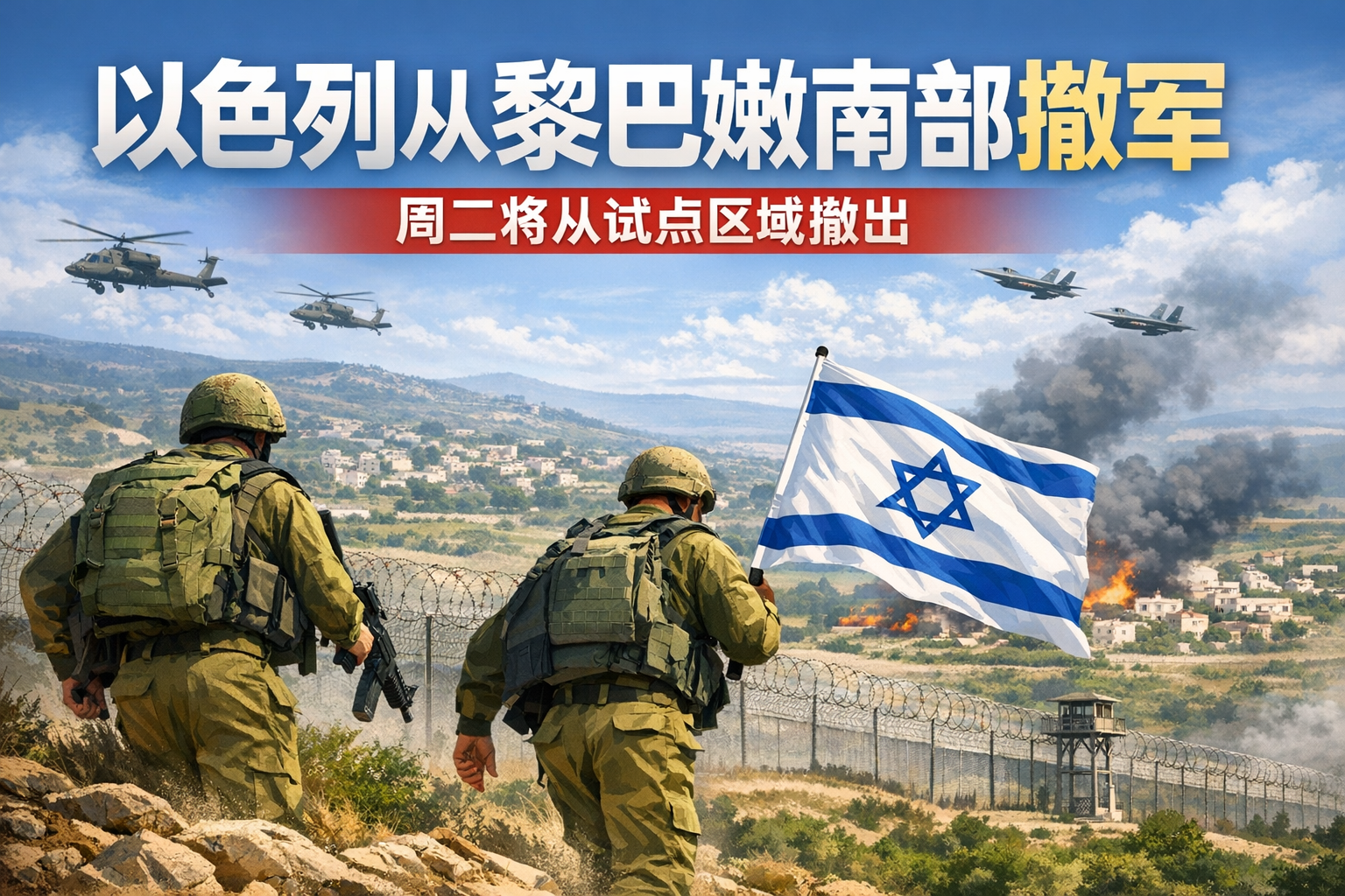 以色列国防军将于周二从黎巴嫩南部试点区域撤出