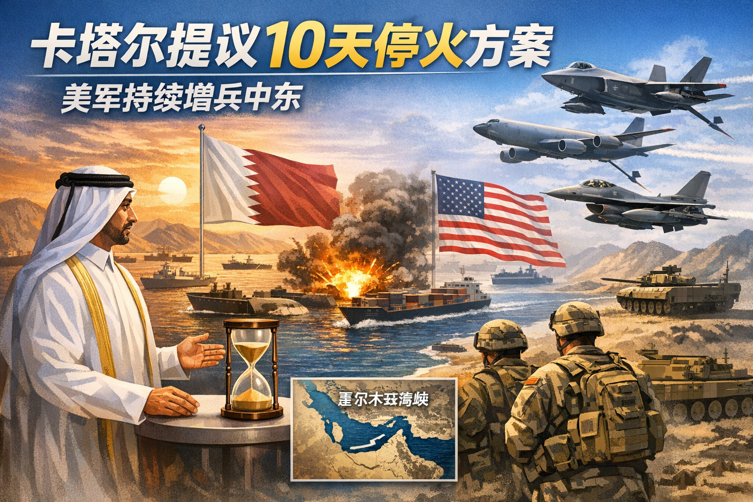 卡塔尔提出10天停火方案 美军持续增兵中东