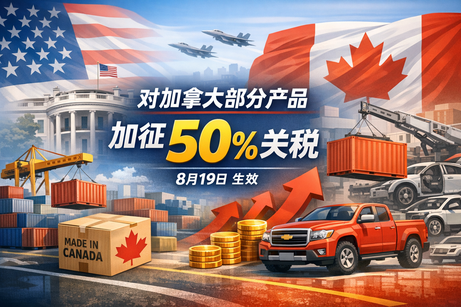 美国宣布对加拿大部分产品加征50%关税