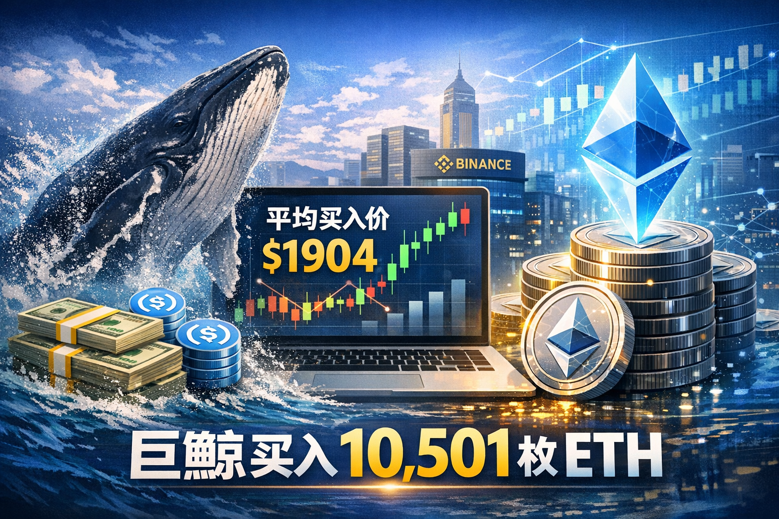 链上侦探 | 某巨鲸以均价1904美元买入10,501枚ETH
